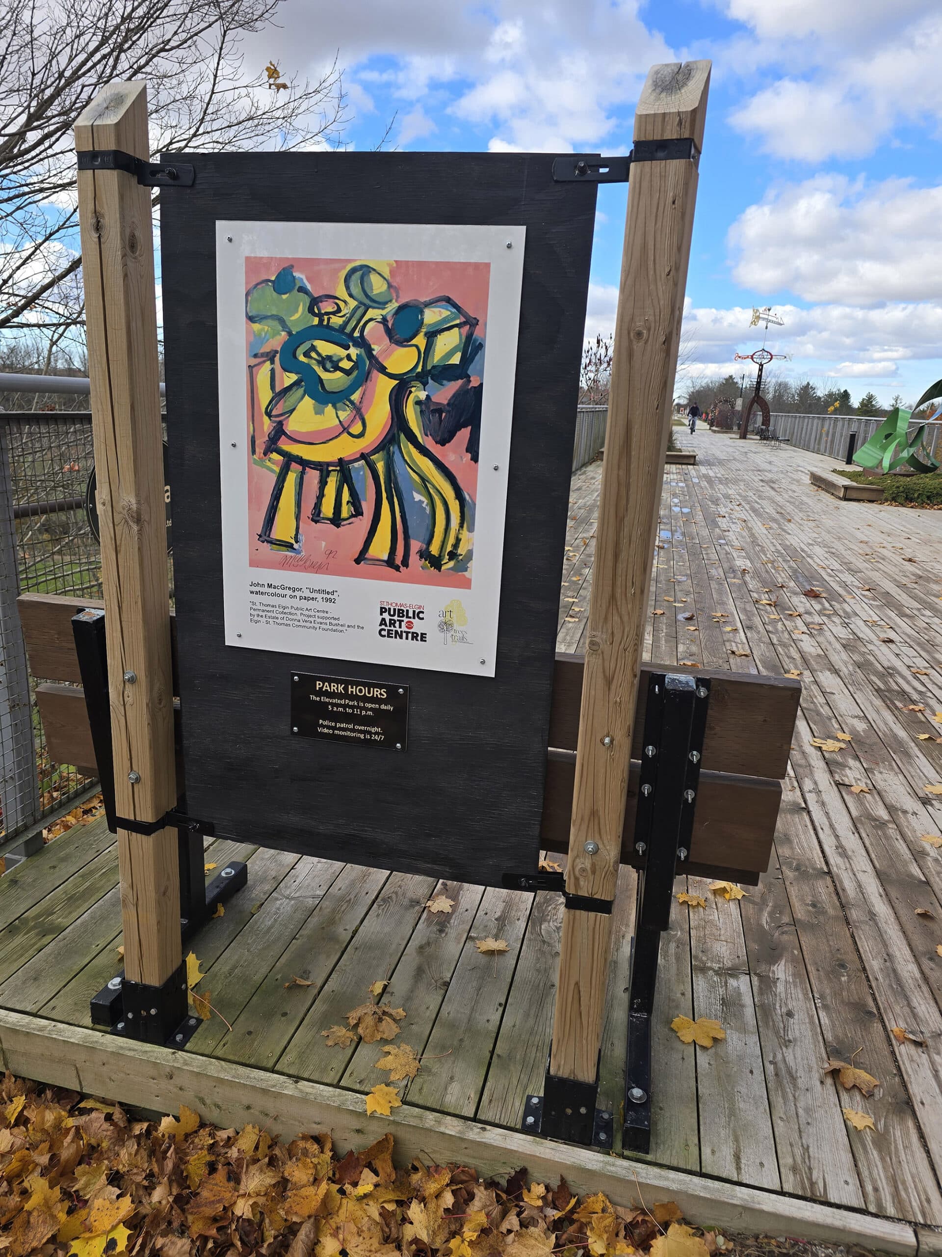 A painted art installation at st thomas elevated park.