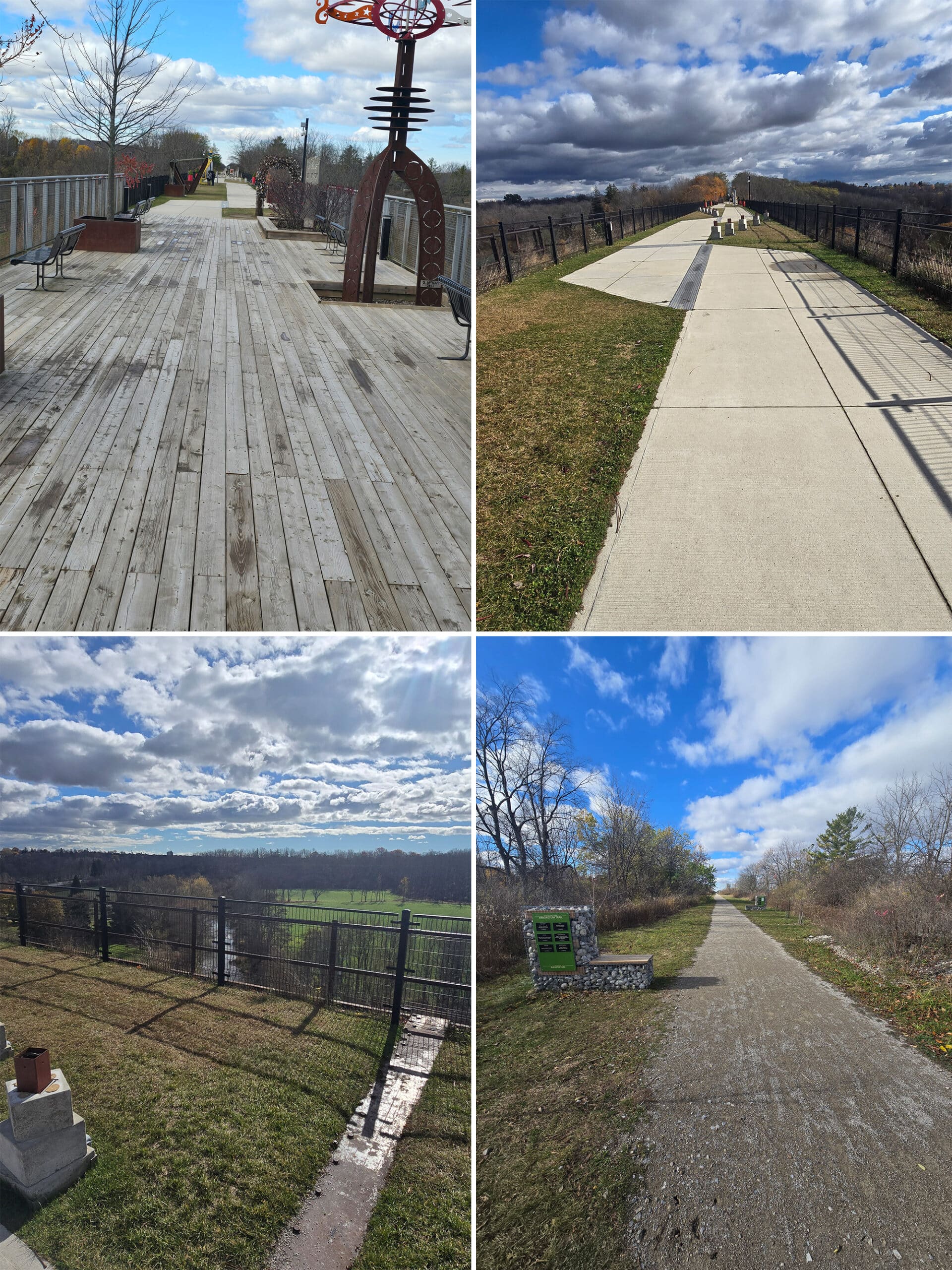 4 part image showing various views of the St Thomas Elevated Park walking trail.
