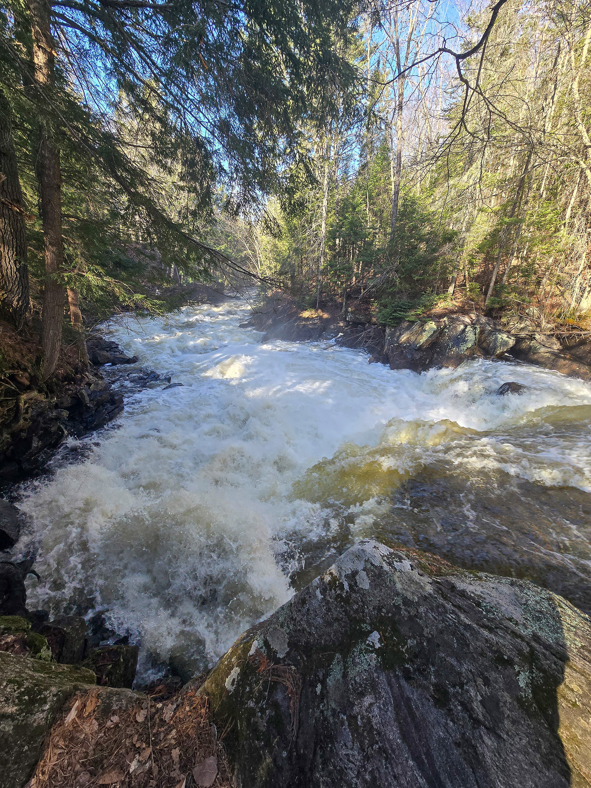 Brook’s Falls waterfall, a smallish rushing cascade waterfall in Muskoka.