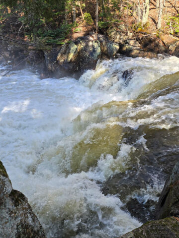 Brook's Falls waterfall, a smallish rushing cascade waterfall in Muskoka.