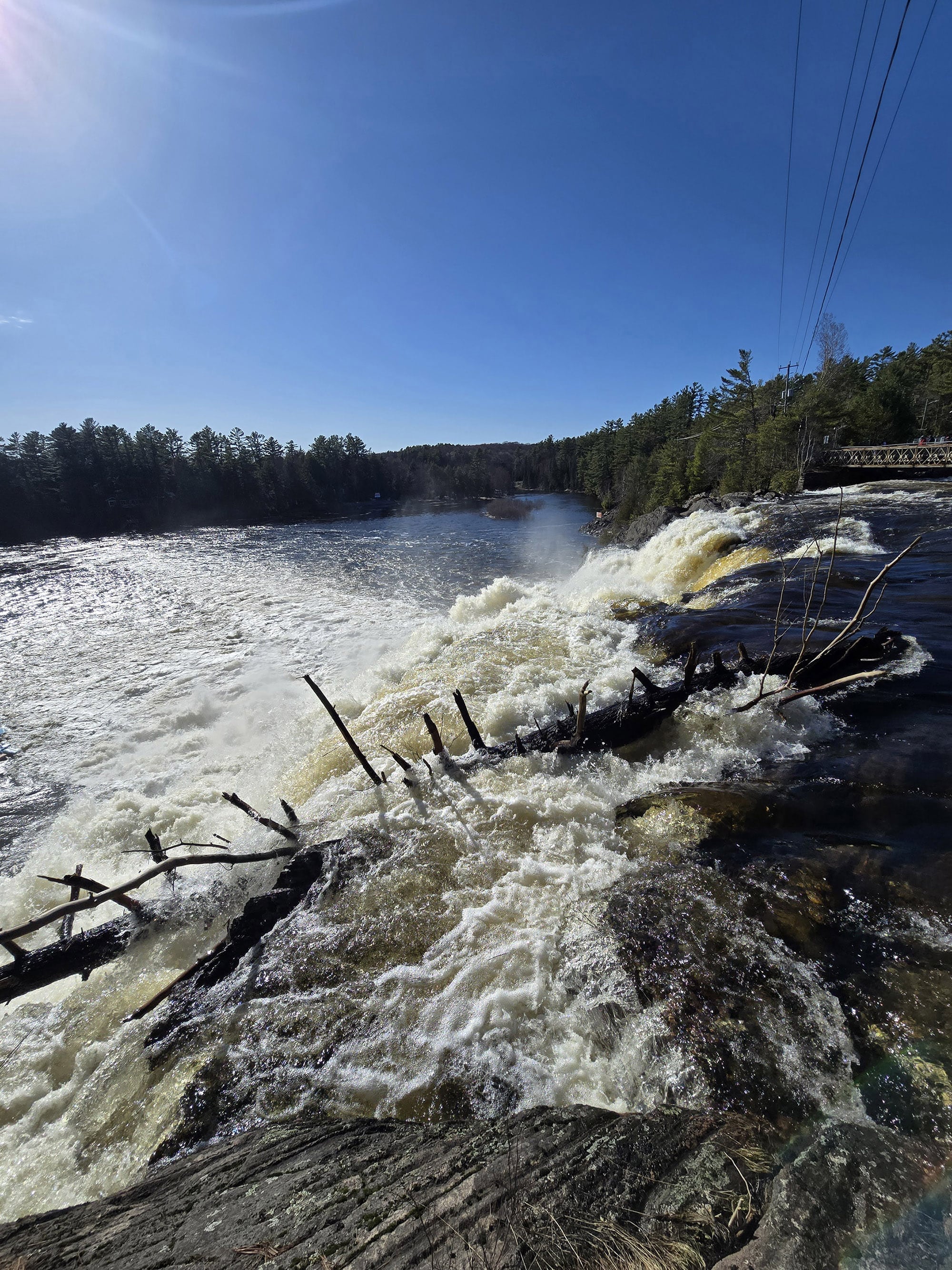 High Falls, a large cascade waterfall pm the Muskoka River.