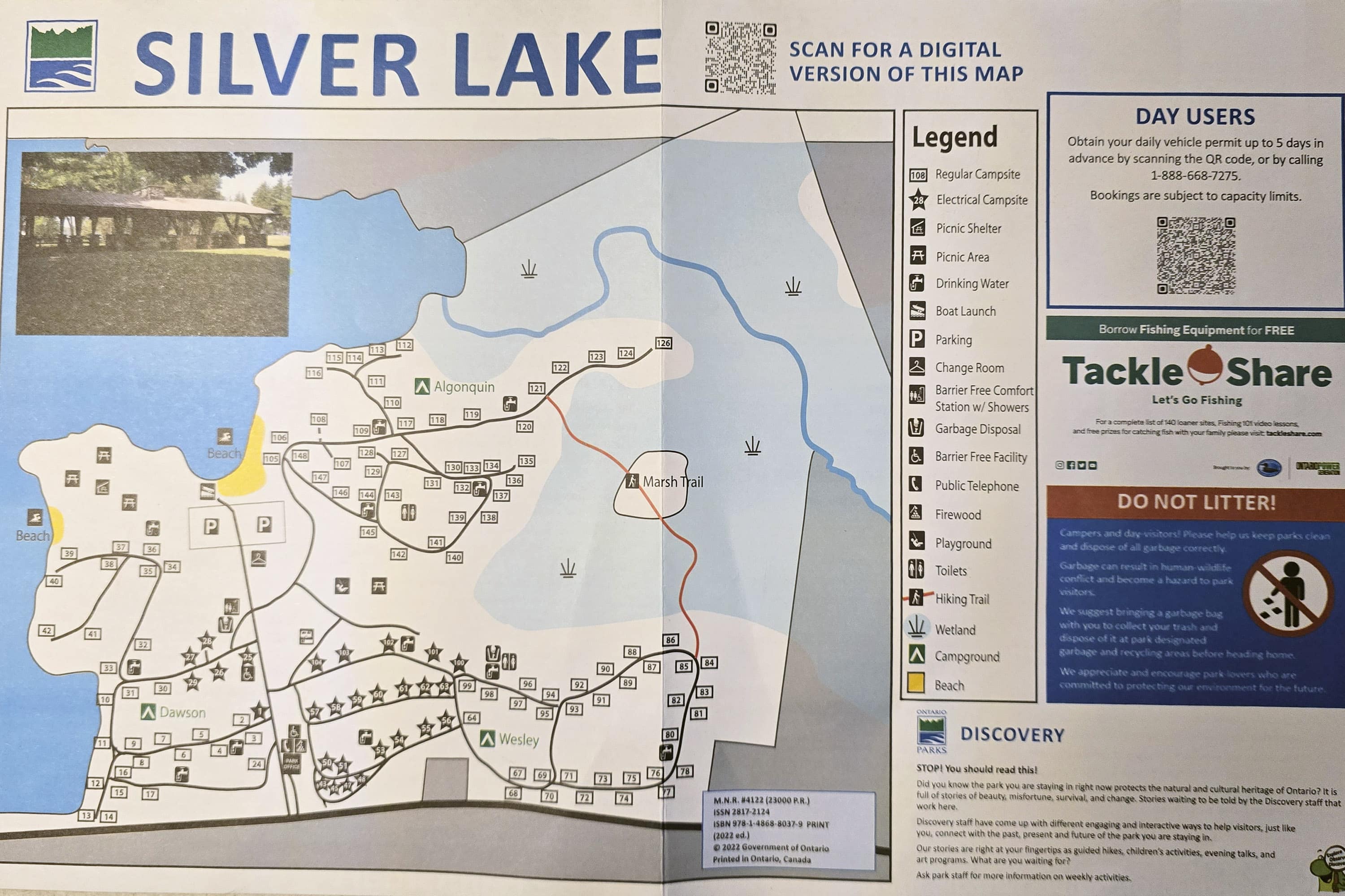 The Silver Lake Provincial Park map.