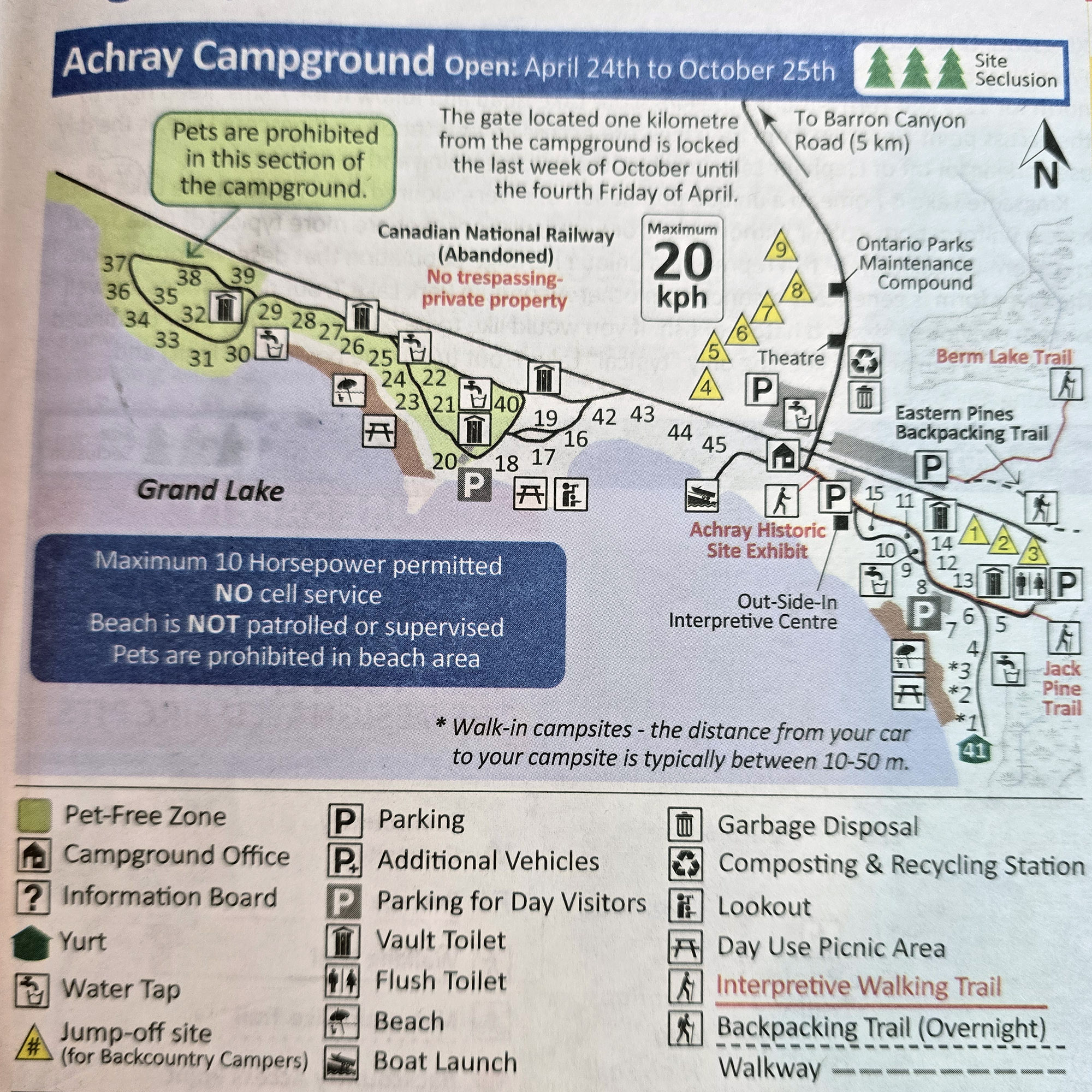 The Achray Campground Map