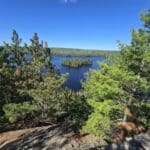 A view from the Centennial Ridges HIking trail, looking down on a small island below.