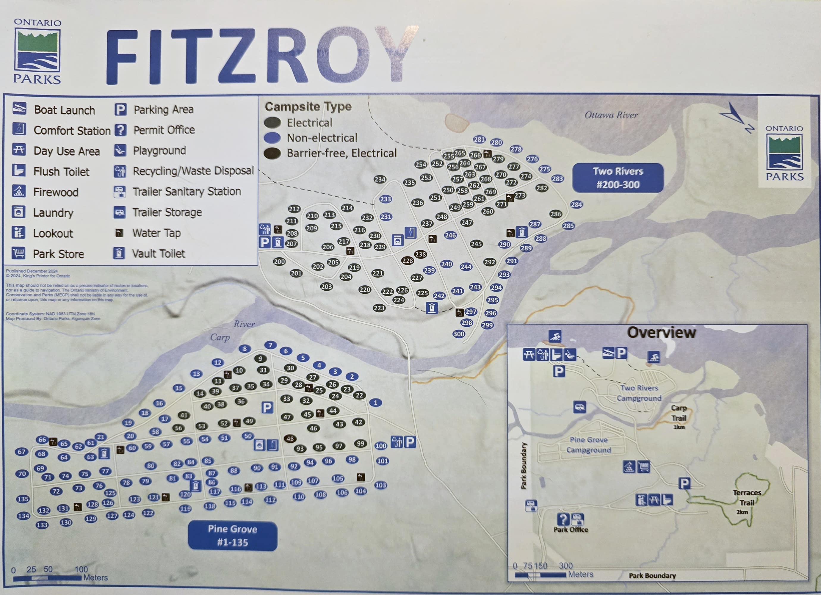 The Fitzroy Provincial Park Map.