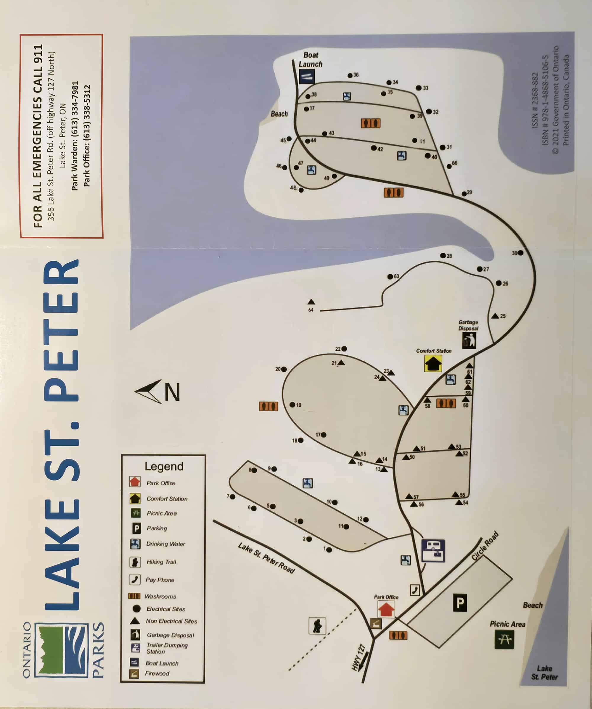 The Lake St Peter Provincial Park Map.