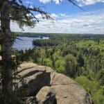 A view over a cliff from the track and tower trail.