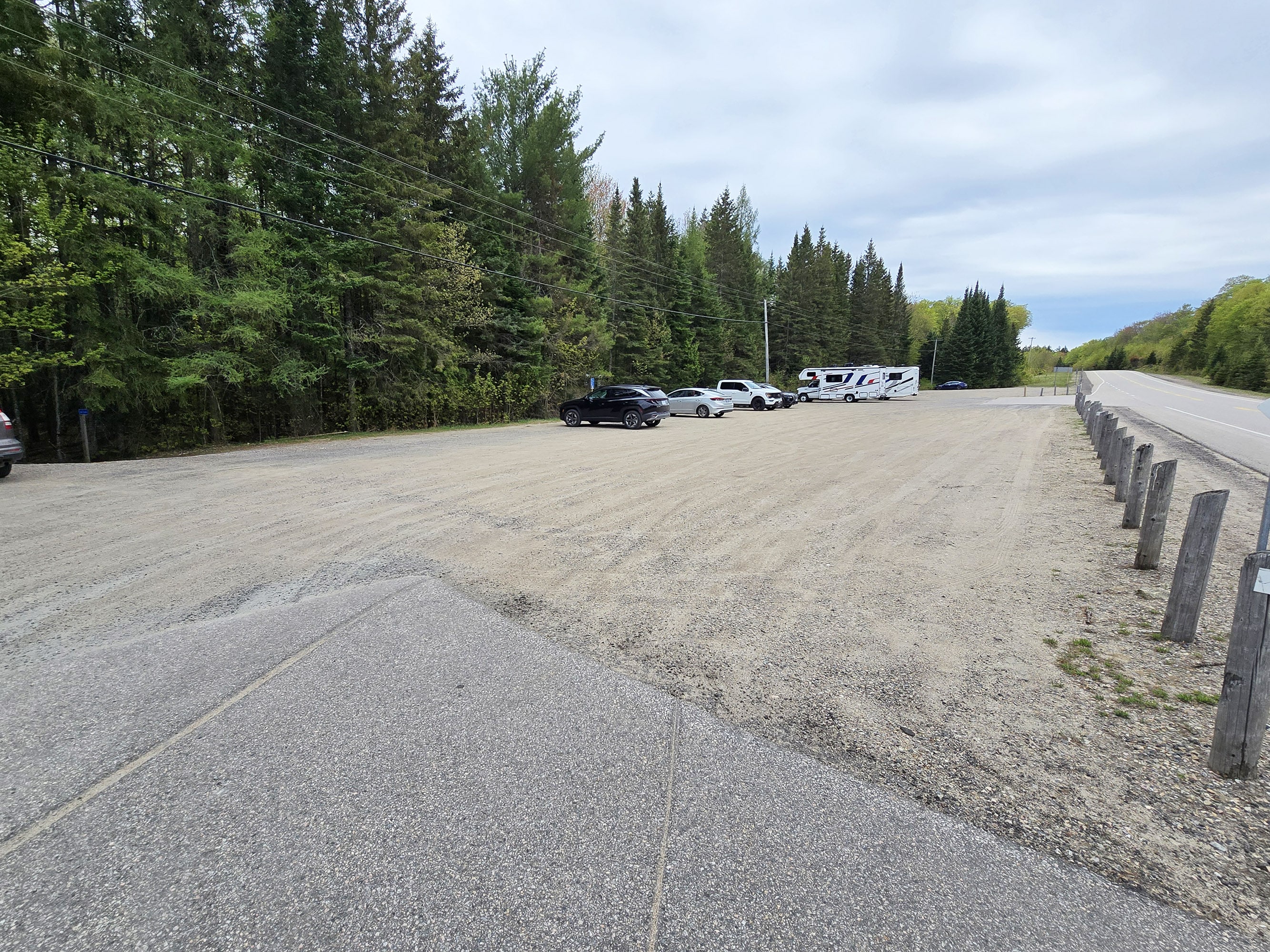 The parking lot for the track and tower trail.