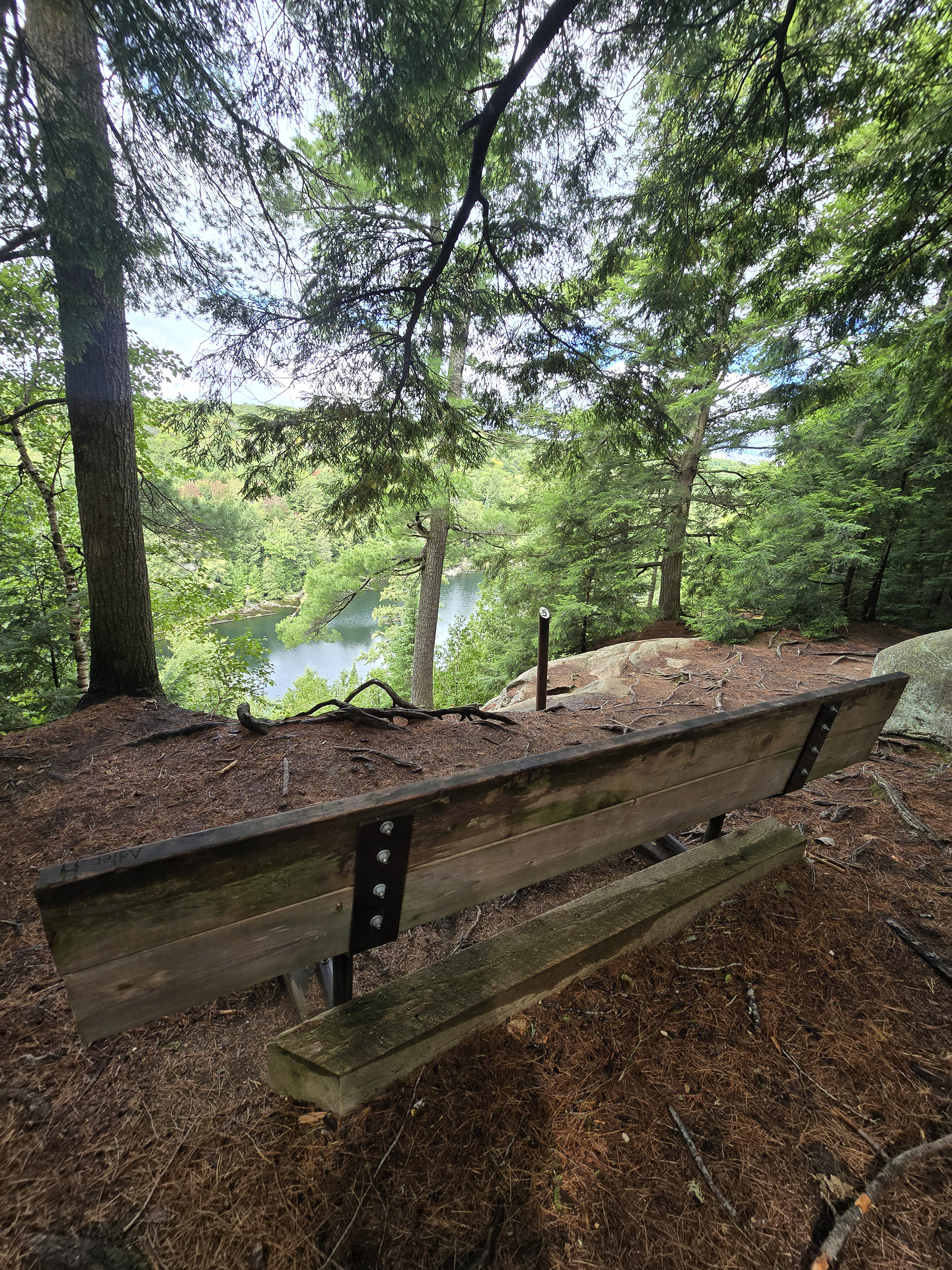 A scenic view along the Hemlock Bluff Trail in Algonquin Provincial Park.