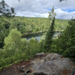 A scenic view along the Hemlock Bluff Trail in Algonquin Provincial Park.
